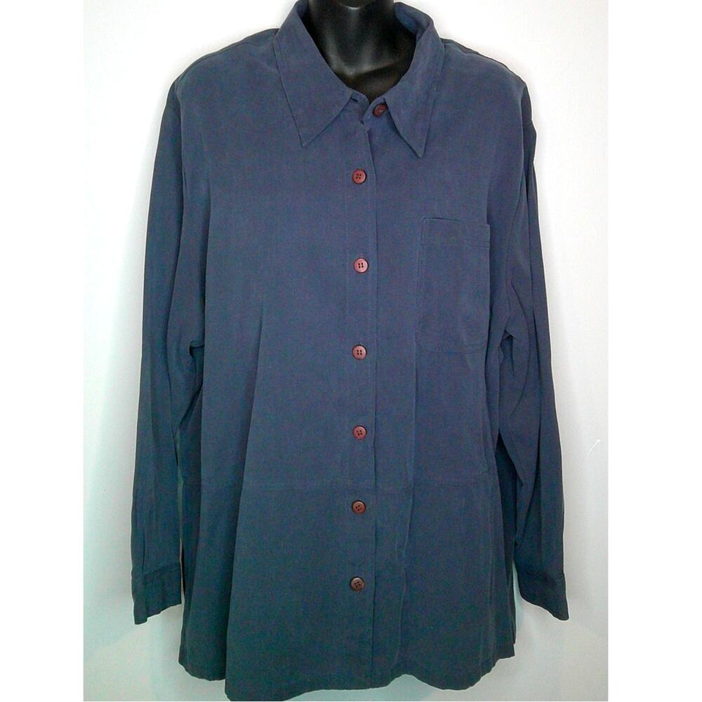 Elizabeth by Liz Claiborne Women's 3 Petite Blue Button-Down Shirt Jacket